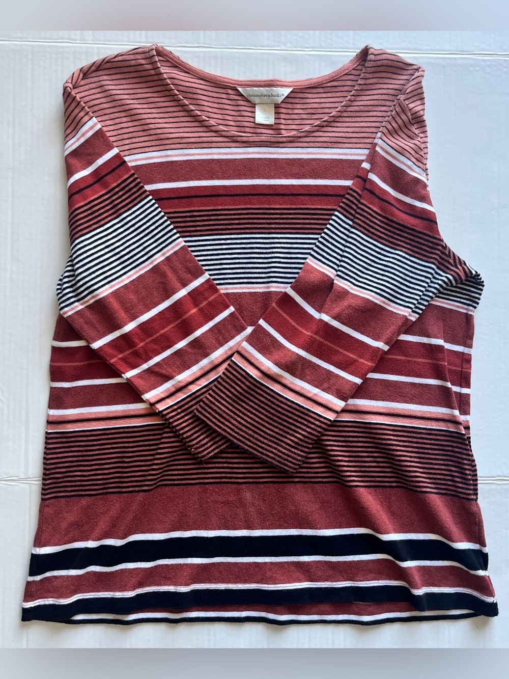100% Cotton 3/4 sleeve top L